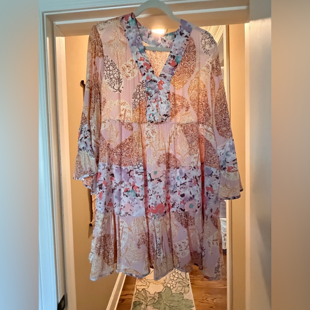 Entro Blush and Beige Patterned Dress